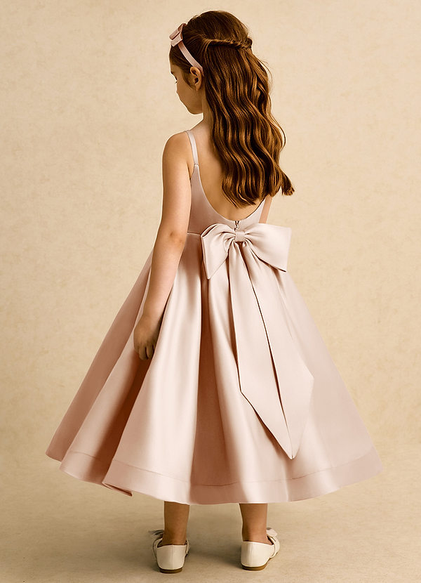 Azazie Babs Blumenkinder Kleider Ballkleid Plissee Matte Satin Kleid Englisches Rosa image1