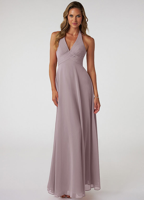Azazie Tessie Bridesmaid Dresses Dusk A-Line V-Neck Pleated Chiffon Dress image1