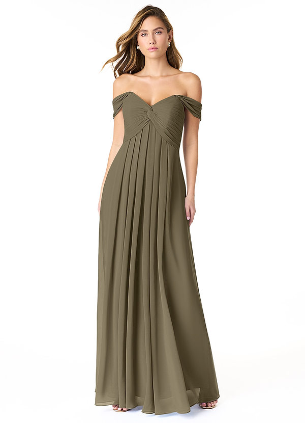 Azazie Kaitlynn Robes de demoiselle d'honneur Robe Empire Convertible en Mousseline de soie Gerafft Vert Saule image1