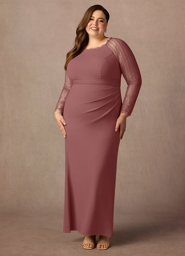 Azazie Peggy Mother of the Brides Dresses Desert Rose Sheath Lace Dress image1