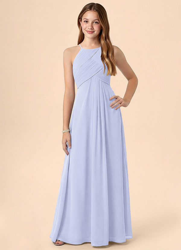 Azazie Ginny Junior Lavender A-Line Pleated Chiffon Dress image1