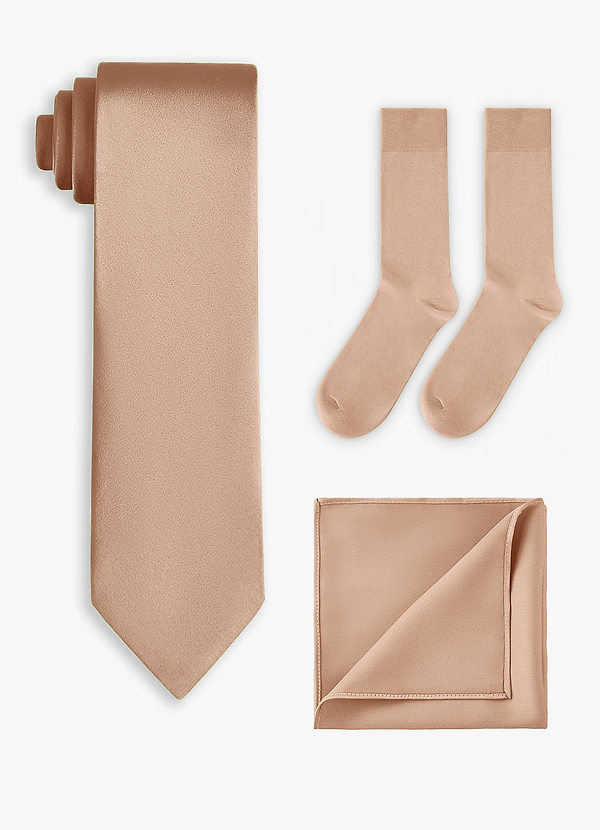 front Matching Stretch Satin Wide Tie & Pocket Square & Socks Set