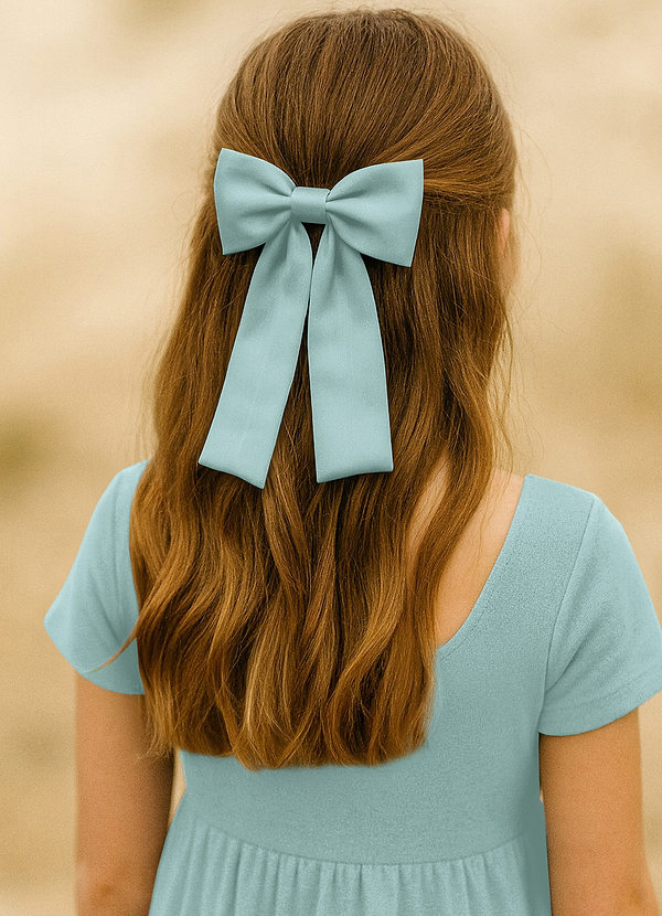 front Girls Satin Bow Hair Clip Set