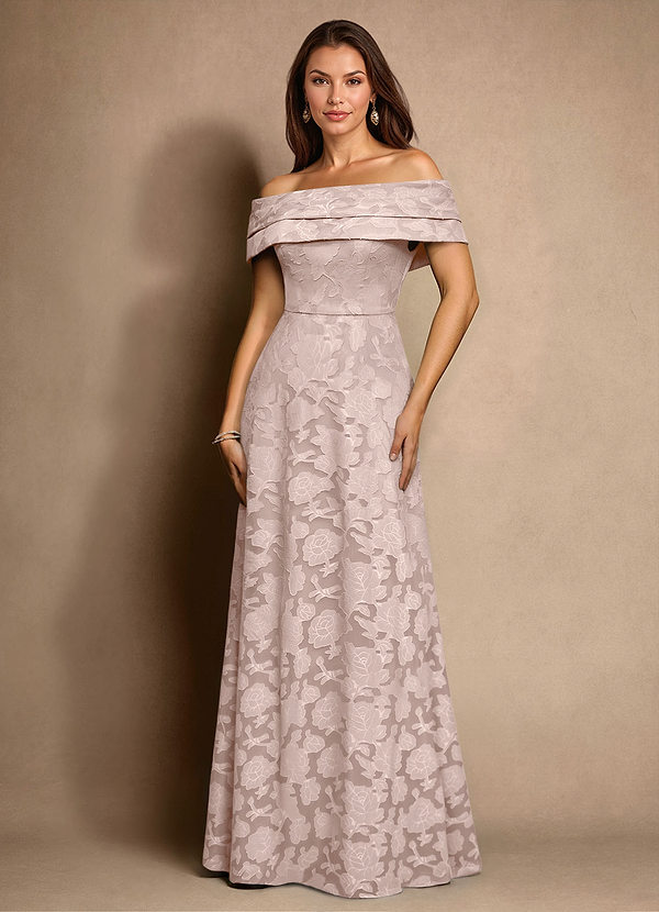 Azazie New Britain Mother of the Brides Dresses Blushing Pink A-Line Pleated Floral Burnout Dress image1