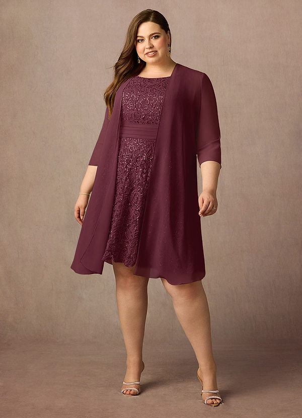 Azazie Beth Mother of the Brides Dresses Cabernet A-Line Scoop Sequins Chiffon Dress image1