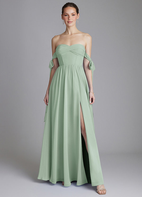 Azazie Ayanna Suknie dla druhen Linia A Zza ramienia Szyfon Do ziemi Sukienka image1