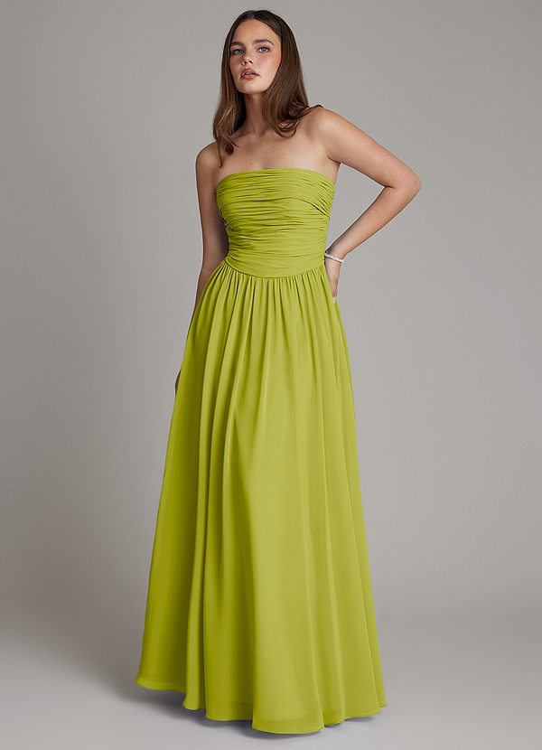 Azazie Andreina Bridesmaid Dresses Lemongrass A-Line Pleated Chiffon Dress image1