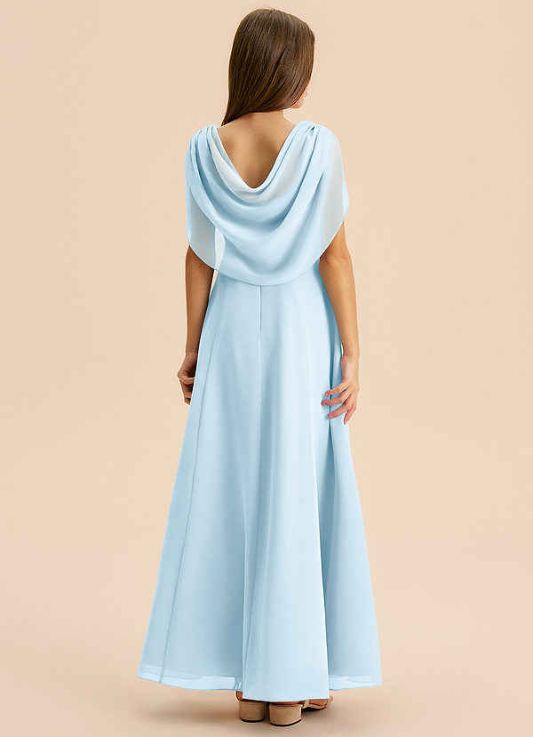 Azazie Lambie Junior Sky Blue A-Line Pleated Chiffon Dress image1
