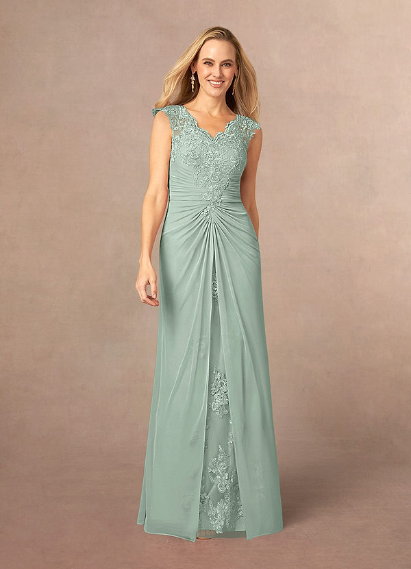 Azazie Jovie Brautmutterkleider A-Linie Spitze Kleid Agave image1