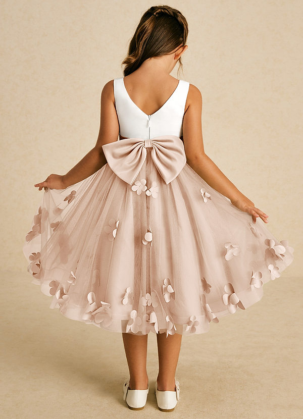 Azazie Sprout Flower Girl Dresses English Rose A-Line Bow Tulle Dress image1