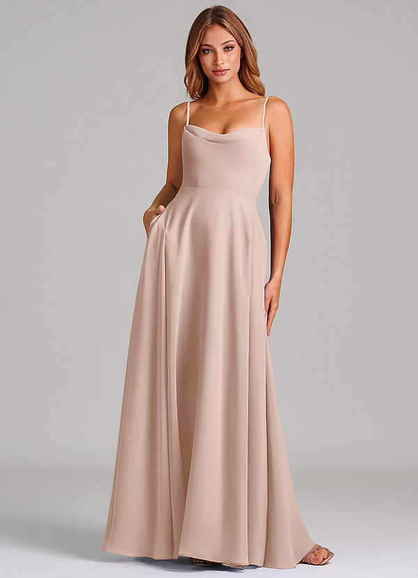 Azazie Elle Bridesmaid Dresses English Rose A-Line Pleated Chiffon Dress image1