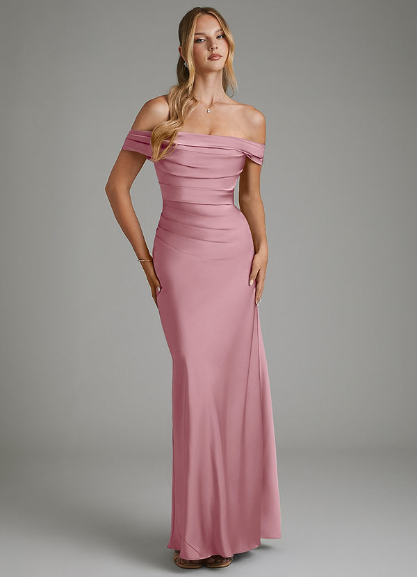 Azazie Hayden Bridesmaid Dresses Vintage Mauve Mermaid Corset Stretch Satin Dress image1