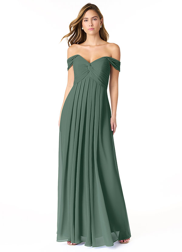 Azazie Kaitlynn Bridesmaid Dresses Sea Moss Empire Ruched Chiffon Convertible Dress image1
