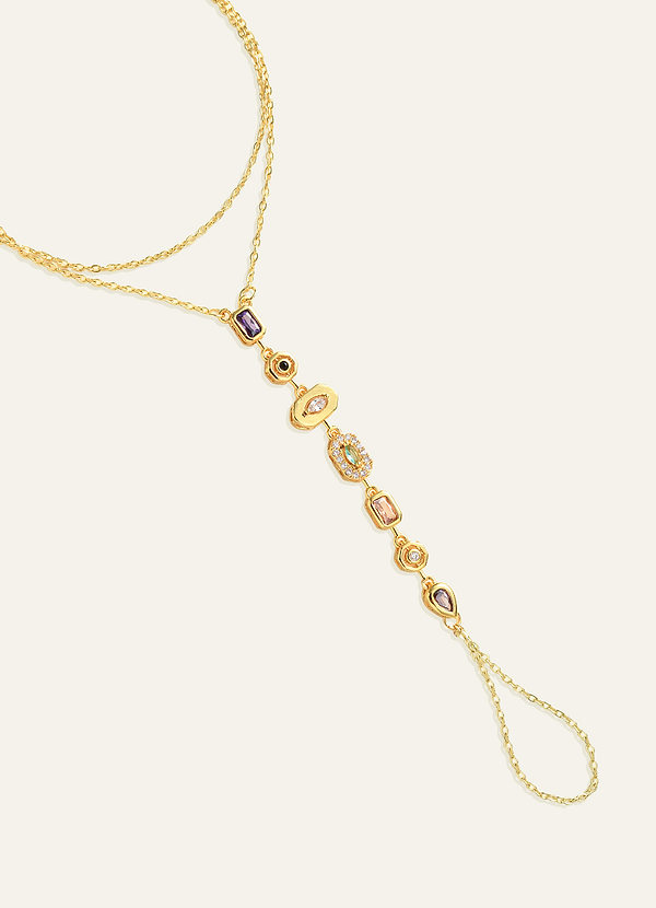 front Boho Gemstone Hand Chain Bracelet