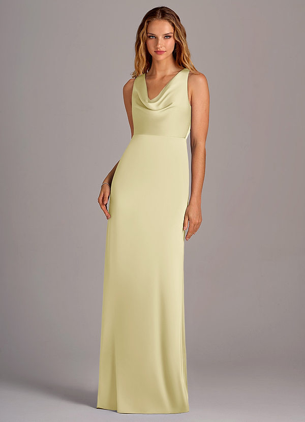 Azazie Wrenlee Bridesmaid Dresses Lemon Sorbet A-Line Stretch Satin Dress image1