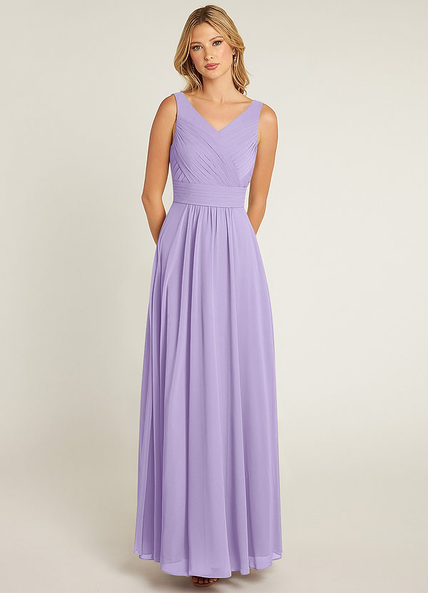 Azazie Pierrette Bridesmaid Dresses Lilac A-Line Pleated Chiffon Dress image1