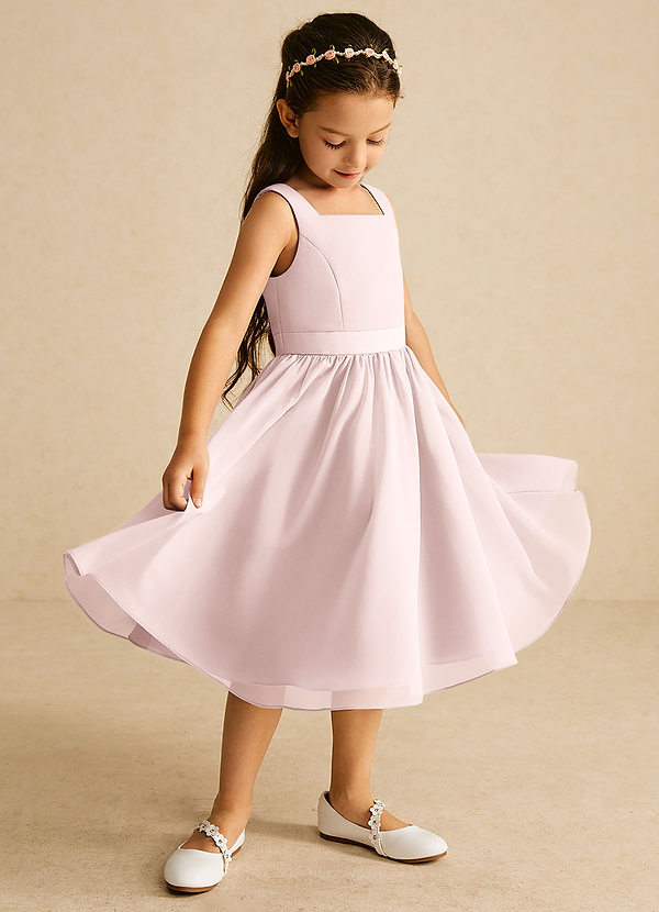 Azazie Ari Flower Girl Dresses Blushing Pink A-Line Sleeveless Chiffon Dress image1