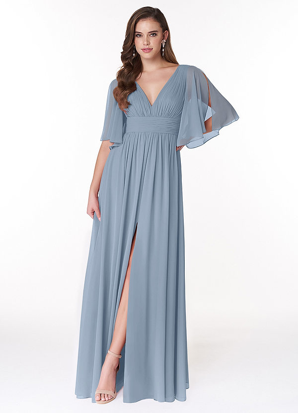 Dusty Blue Azazie Temeka Bridesmaid Dresses Azazie