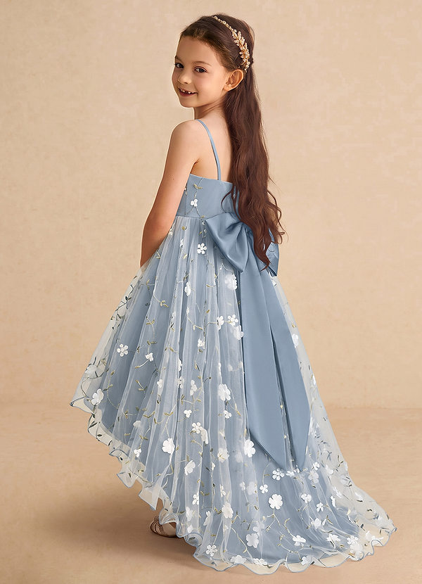 Celia Flower Girl Dresses Dusty Blue A-Line Spaghetti Strap Tulle Dress image1