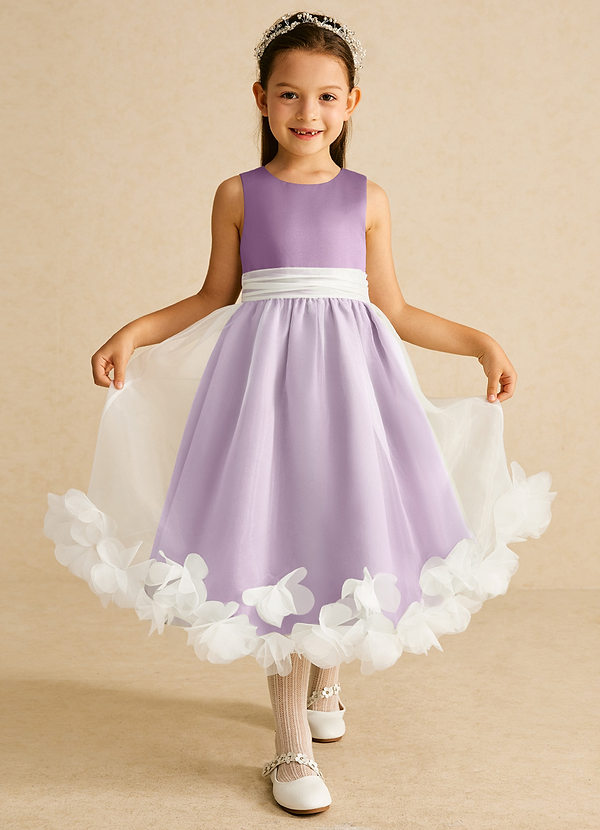 Azazie Stardust Blumenkinder Kleider A-Linie ärmellos Organza Kleid Blauregen image1