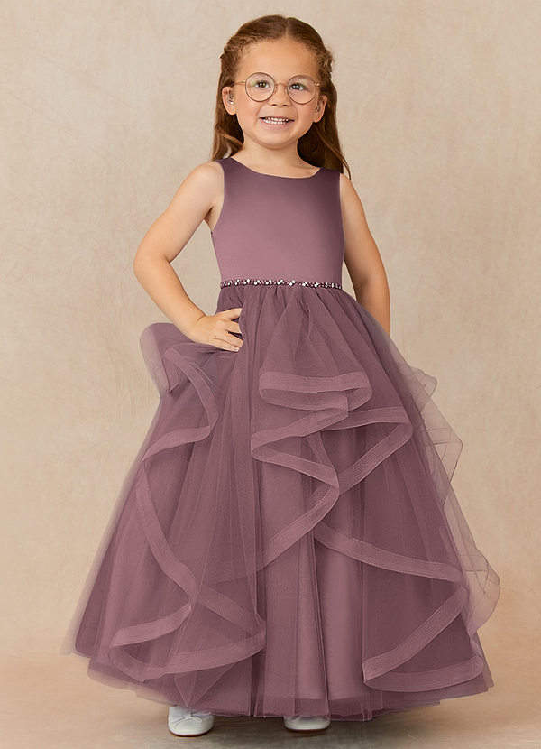 Azazie Sofia Flower Girl Dresses Vintage Mauve A-Line Beaded Tulle Dress image1