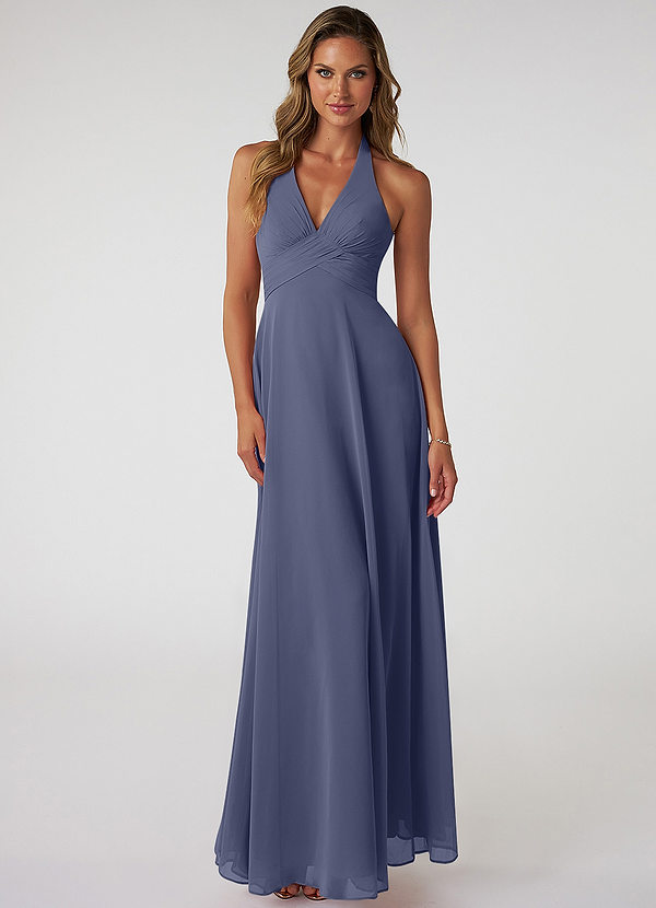 Azazie Tessie Bridesmaid Dresses Stormy A-Line V-Neck Pleated Chiffon Dress image1