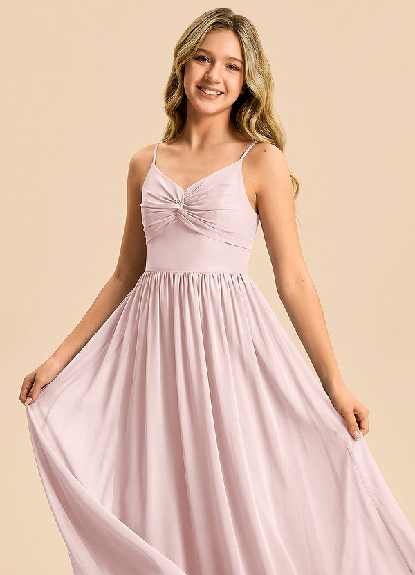 Azazie Zeya Junior Vestido Rosa Rubor de Gasa de Corte en A image1
