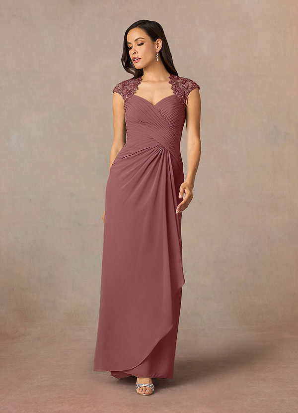 Azazie Birdie Mother of the Brides Dresses Desert Rose A-Line Queen Anne Sequins Chiffon Dress image1
