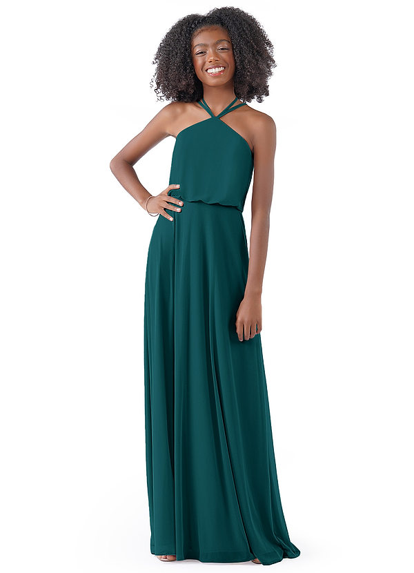 Vestidos De Dama De Honor Junior De Chifón A La Altura De Té Pavo real main image 1