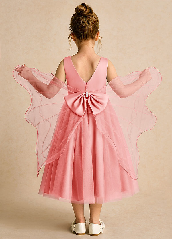 Azazie Pear Vestidos de Niña de Flores Vestido de Coral de Tul de Princesa con Lazo image1