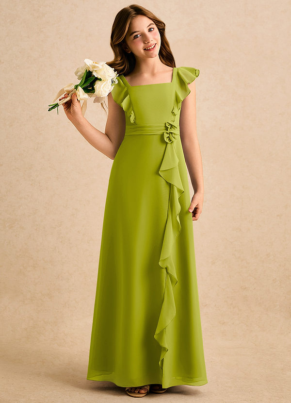 Azazie Soso Girls Formal Blommflicksklänningar Klä A-Line i Chiffong Plisserad image1