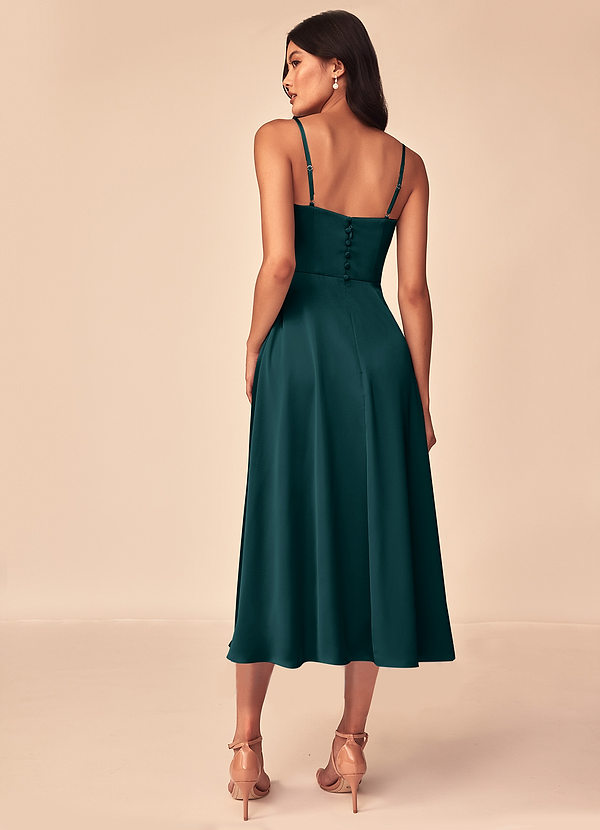 back Azazie Dottie Stretch Satin Dress