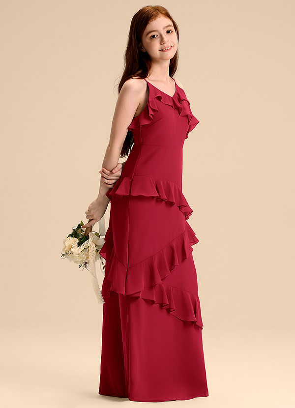 Azazie Evara Junior Scarlet A-Line Chiffon Dress image1