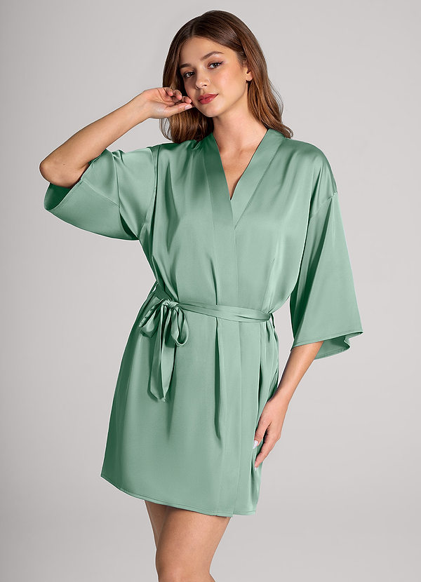 front Matching Color Classic Satin Robe