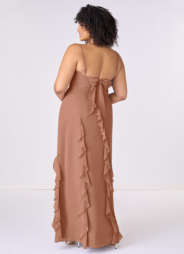 Barbie ♥ Azazie Bruidsmeisjes Jurken Jurk van Chiffon met Kolom Boog Bronzeertint image1