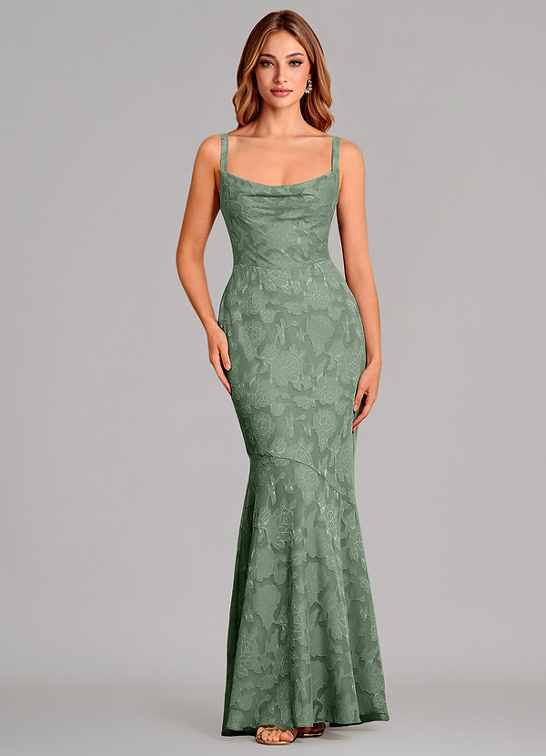 Azazie Aubrey Brudtärneklänningar Klä av Sjöjungfru i Blommig Utbrändhet Rosett Matcha image1