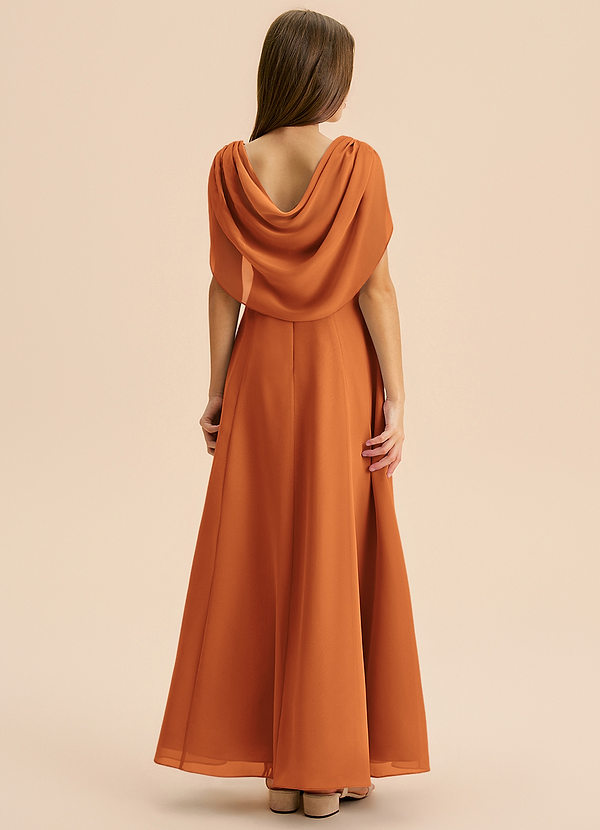 Azazie Lambie Junior Cinnamon A-Line Pleated Chiffon Dress image1