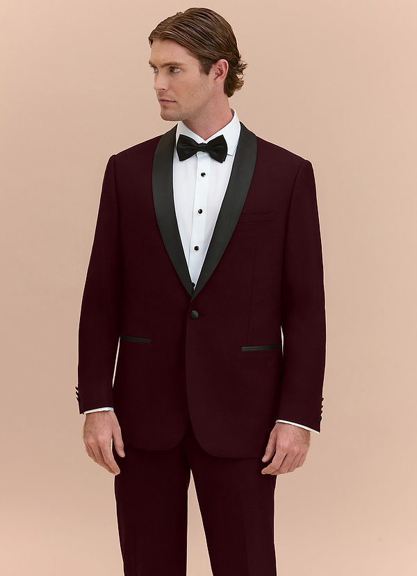 front Winston Burgundy Shawl Lapel Tuxedo Jacket