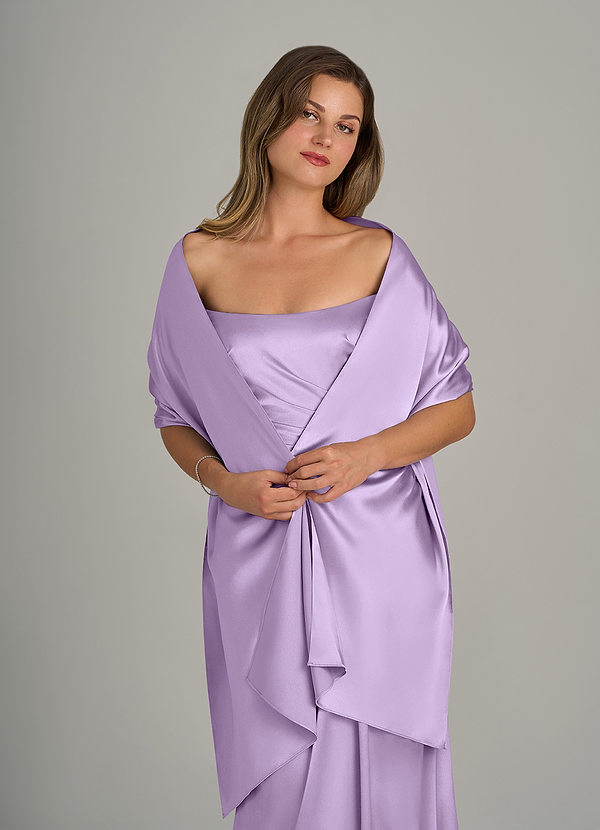 front Azazie Matching Color Metallic Satin Shawl