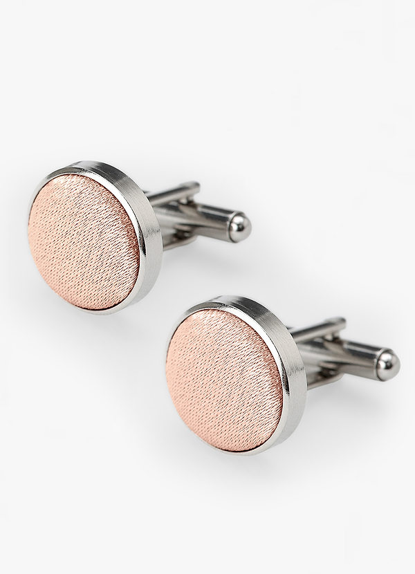 front Rounded Metallic Satin Cuff Links