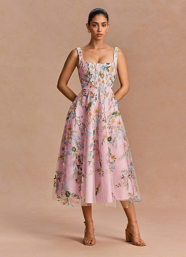 Azaria Candy Pink Midi Dress image1