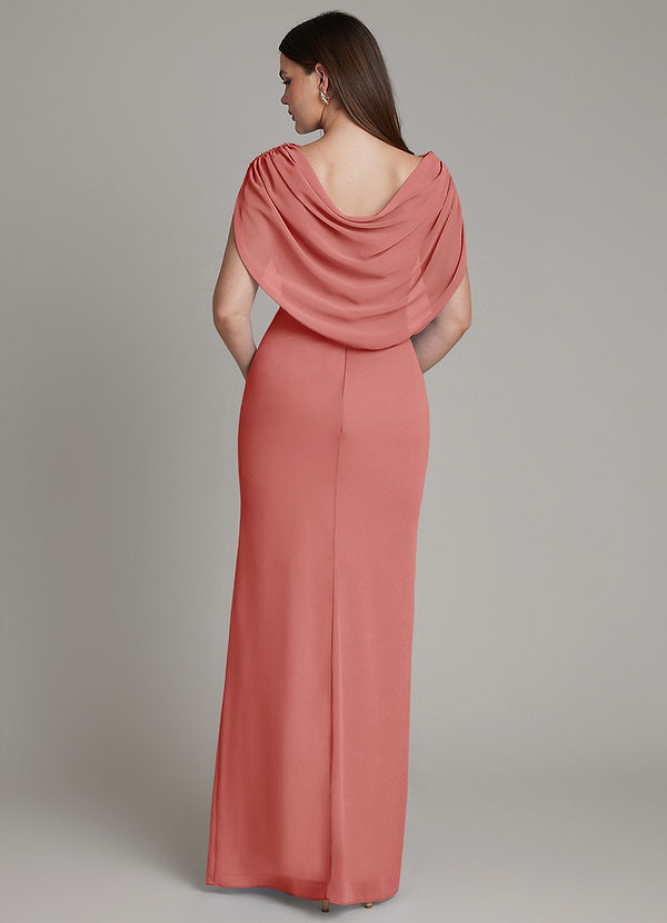 Azazie Hadley Robes Demoiselle d'honneur Robe Sirène en Mousseline de soie Plissée Antique Rose image1