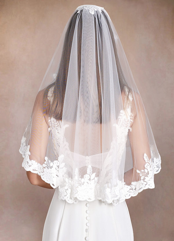 front Persila Lace Waist Length Veil