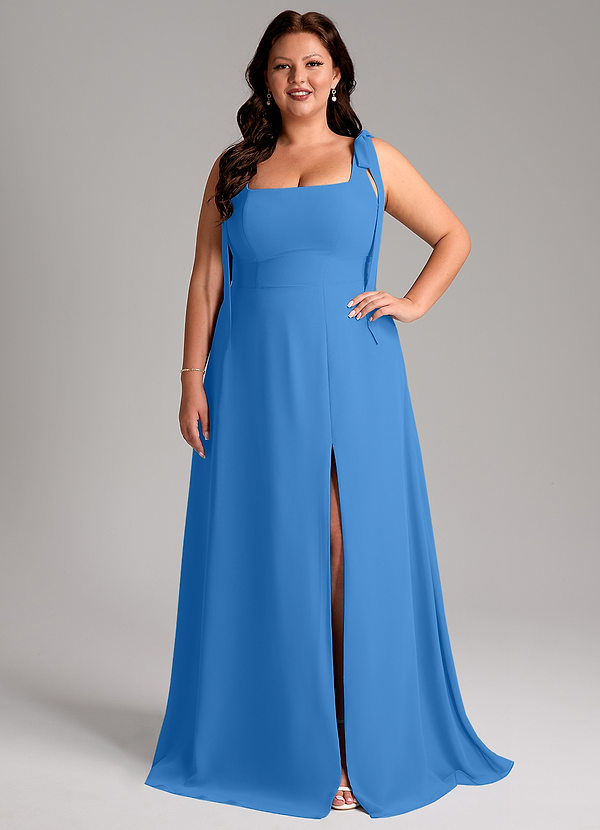 Azazie Debra Abiti da Damigella Abito Convertibile A-Line in Chiffon Con Tasche Blue Jay image1