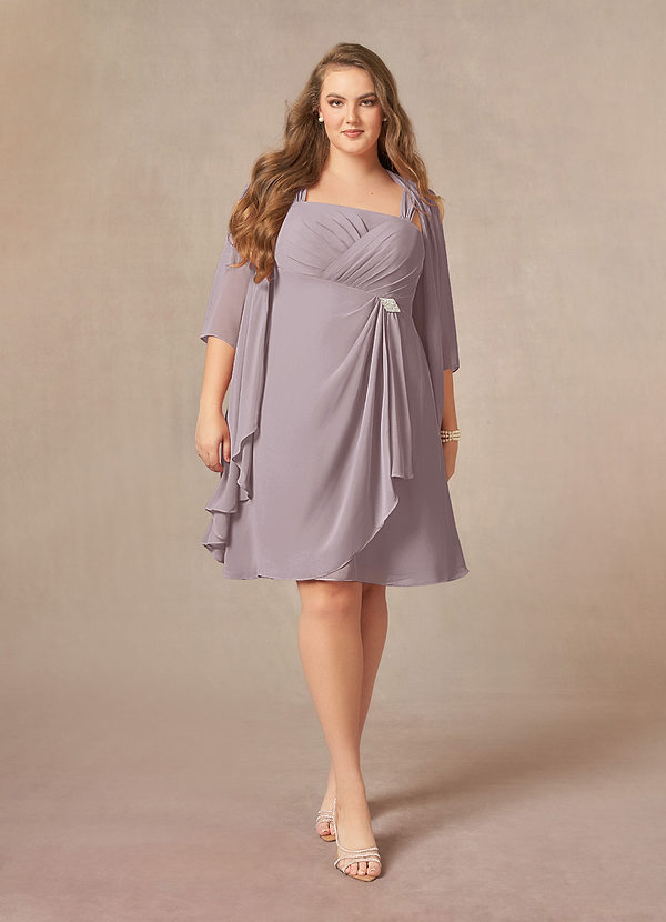 Azazie Olivia Mother of the Brides Dresses Dusk A-Line Square Neckline Pleated Chiffon Dress image1