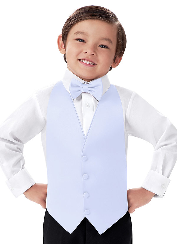 front Conjunto de chaleco y pajarita de satén mate para niño