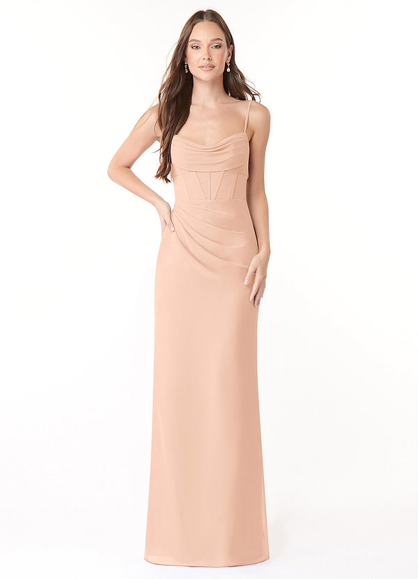 Azazie Mai Bridesmaid Dresses English Rose Sheath Pleated Chiffon Dress image1