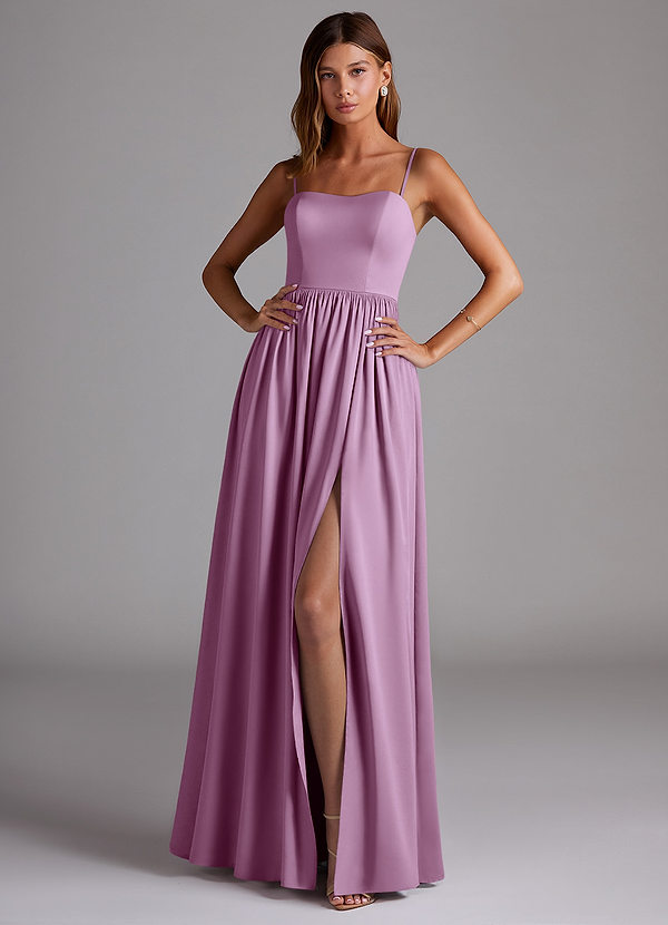 Azazie Calianna Bridesmaid Dresses Wisteria A-Line Off the Shoulder Stretch Satin Convertible Dress image1