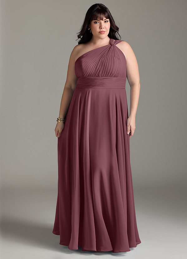 Azazie Charlize Bridesmaid Dresses Sangria A-Line One Shoulder Chiffon Dress image1