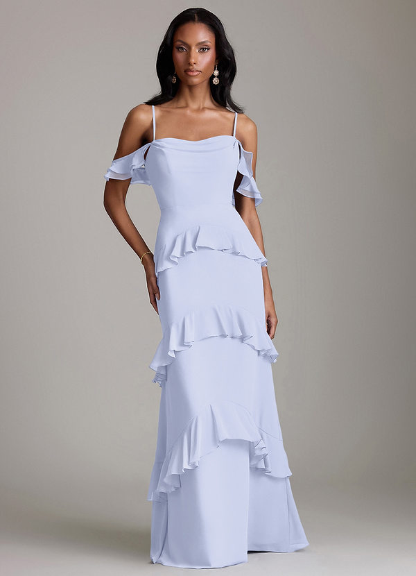 Azazie Chayla Brudtärneklänningar Klä av Tubklänning i Chiffong Av axeln Lavendel image1